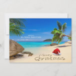 Feliz Navidad Con Sombrero De Papá Noel En Los Tró<br><div class="desc">Feliz Navidad con sombrero santa en la playa tropical © y ® Bigstock® - Todos los derechos reservados.</div>