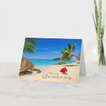 Feliz Navidad Con Sombrero De Papá Noel En Los Tró<br><div class="desc">Feliz Navidad con sombrero santa en la playa tropical © y ® Bigstock® - Todos los derechos reservados.</div>