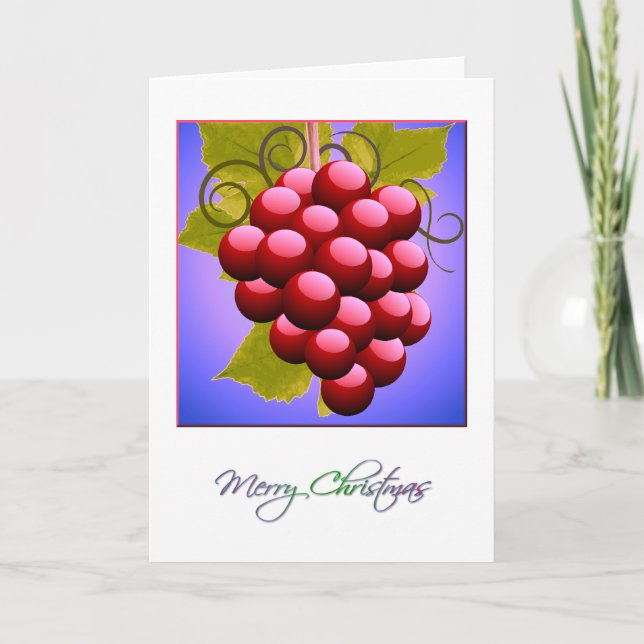 Feliz Navidad con tarjeta de uvas (Anverso)