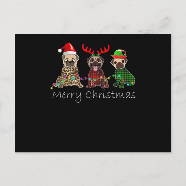Feliz Navidad con tres perros pug (Anverso)