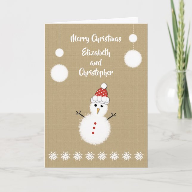 Feliz Navidad con un lindo muñeco de nieve y nombr (Anverso)