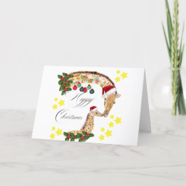 Feliz Navidad con una familia amorosa de jirafas