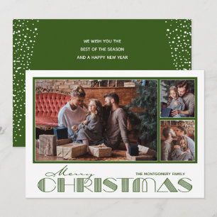 Feliz Navidad con varias fotos en verde