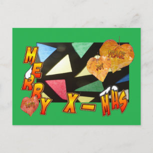 Feliz Navidad con vidrio manchado y deja postal ve