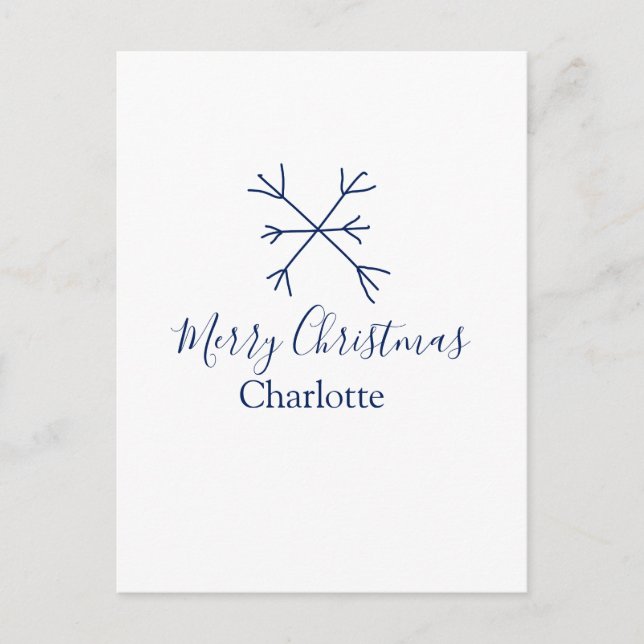 Feliz Navidad copos de nieve azules agregar nombre (Anverso)