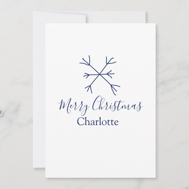 Feliz Navidad copos de nieve azules agregar nombre (Anverso)