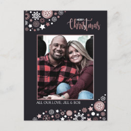 Feliz Navidad copos de nieve de oro rosa