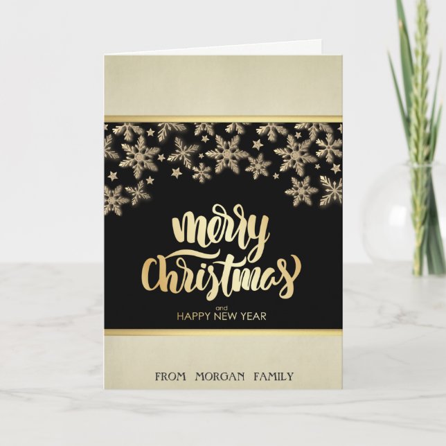 Feliz Navidad, copos de nieve dorados Navidad  (Anverso)