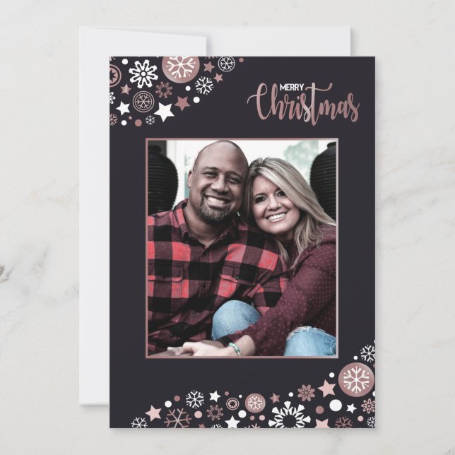 Feliz Navidad copos de nieve rosados (Anverso)