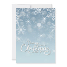 Feliz Navidad Copos de nieve Saludo azul blanco