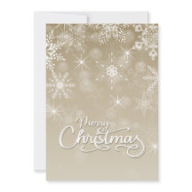 Feliz Navidad Copos de nieve Saludo beige blanco
