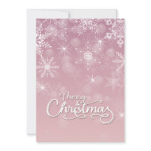 Feliz Navidad Copos de nieve Saludo rosa Blanco