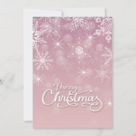 Feliz Navidad Copos de nieve Saludo rosa Blanco