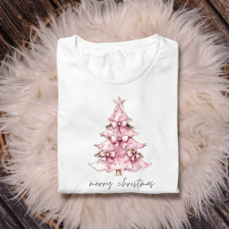 Feliz Navidad Coquette Camisa de Árbol Rosa