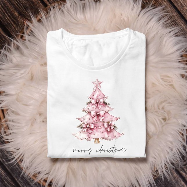 Feliz Navidad Coquette Camisa de Árbol Rosa (Subido por el creador)