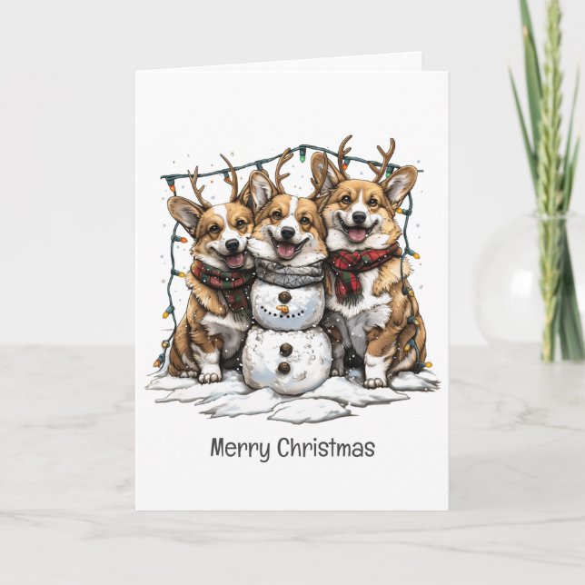Feliz Navidad Corgi Perros Snowman (Anverso)
