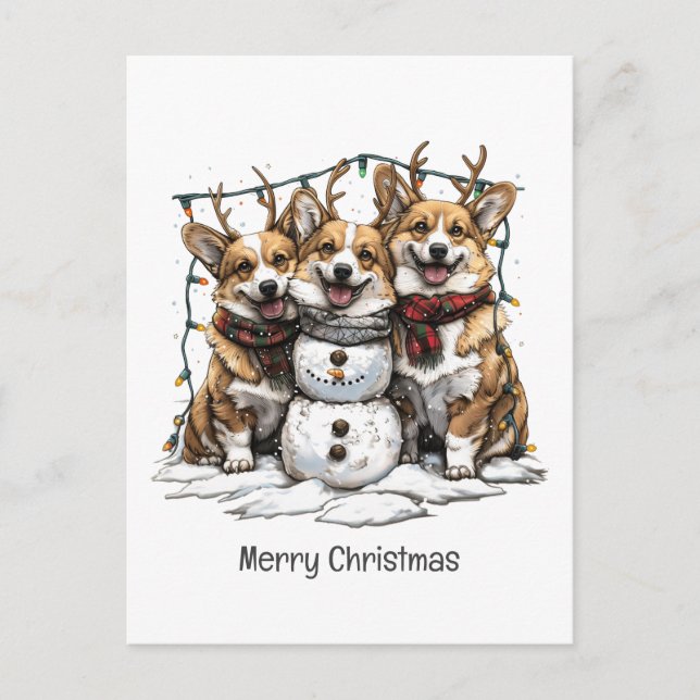 Feliz Navidad Corgi Perros Snowman (Anverso)
