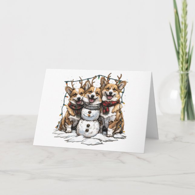 Feliz Navidad Corgi Perros Snowman (Anverso)