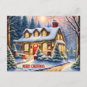 Feliz Navidad Cosmosa casa de campo en el bosque