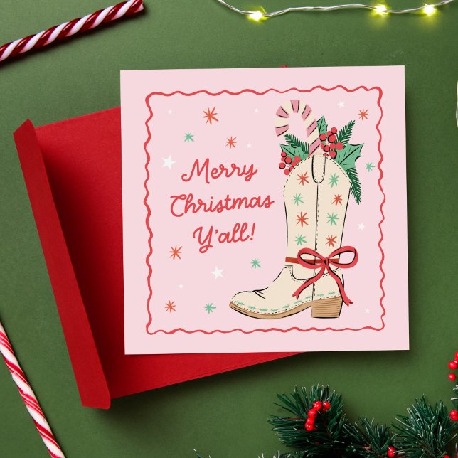 Feliz Navidad Country Vaquero  (cute country Christmas greeting card with cowboy boot)