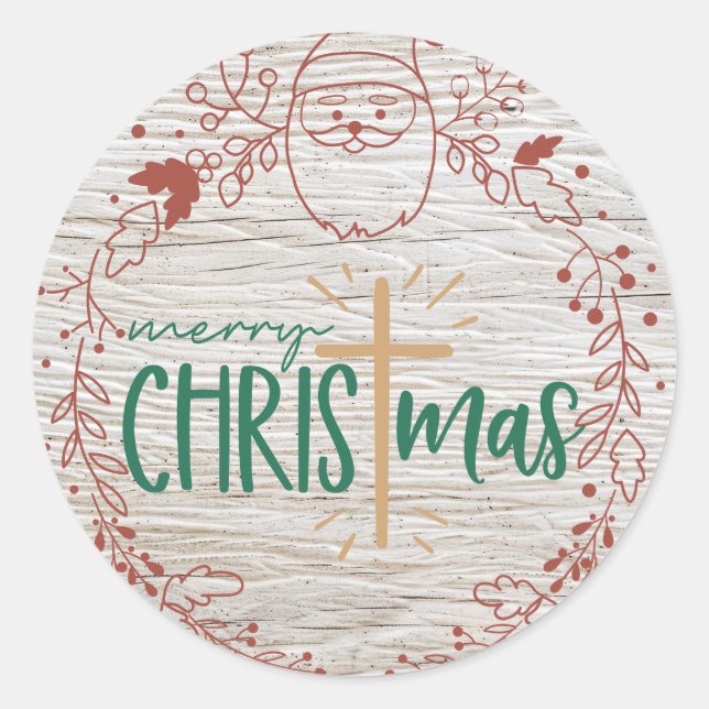 Feliz Navidad Cross Round Pegatina (Anverso)
