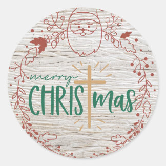 Feliz Navidad Cross Round Pegatina
