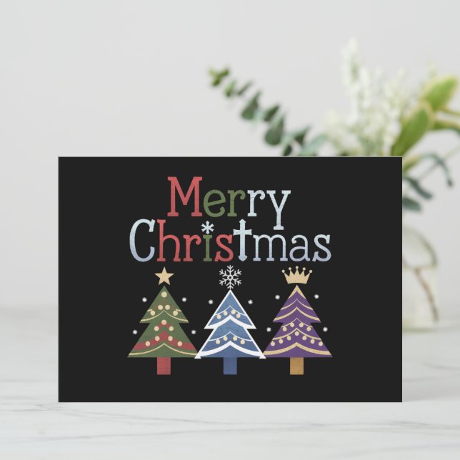 Feliz Navidad Cruz Árbol de Navidad Retro (Anverso de pie)