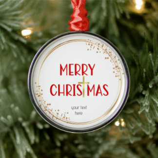 Feliz Navidad Cruz Dorada Ornamento Red Keepsake