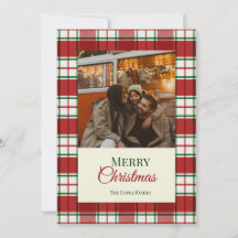 Feliz Navidad Cuadros de tartán rojos y blancos Fi