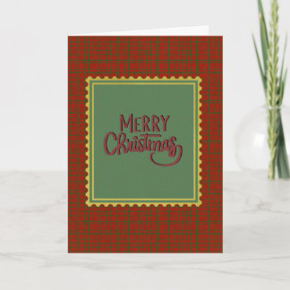 Feliz Navidad Cuadros Verdes y Rojos Retro