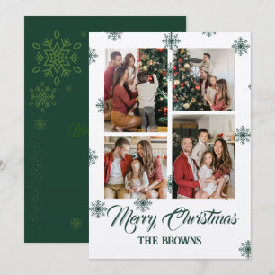 Feliz Navidad Cuatro Collages de fotos Beige Verde