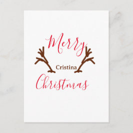 Feliz Navidad cuerno de reno marrón rojo te