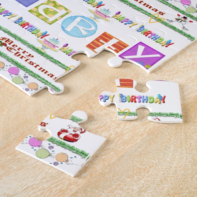 Feliz Navidad cumpleaños rompecabezas (Lado)