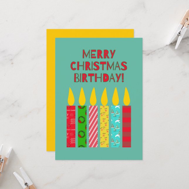 Feliz Navidad Cumpleaños Velas coloridas (Anverso/Reverso In Situ)
