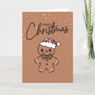 Feliz Navidad Cute Brown Gingerbread Card