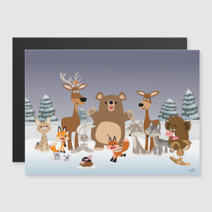 Feliz Navidad! Cute Forest Animals Magnetic Card