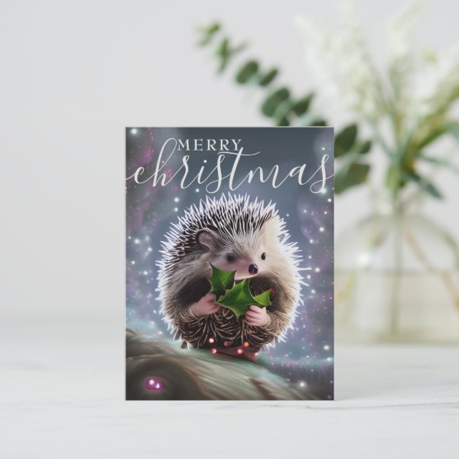 Feliz Navidad Cute Hedgehog (Anverso de pie)