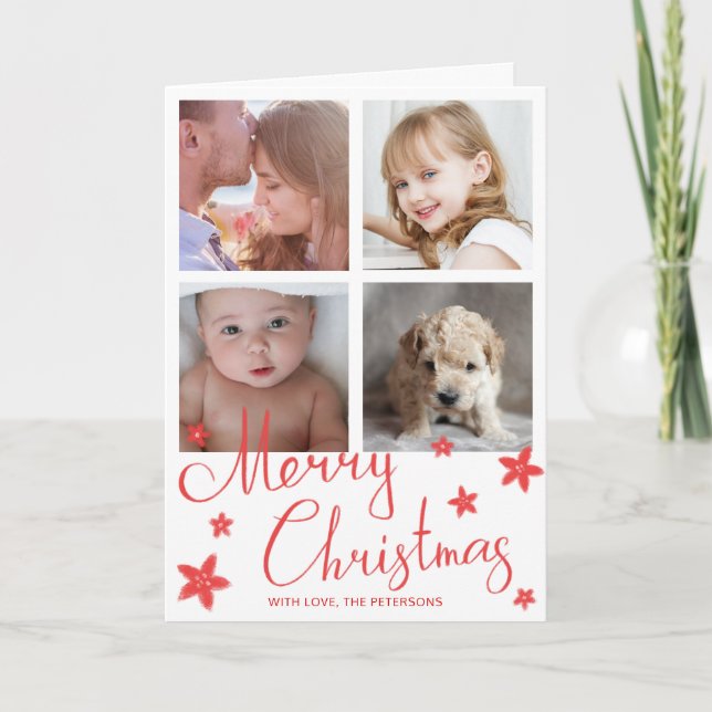Feliz Navidad Cute Red Chalk Collage de fotos (Anverso)