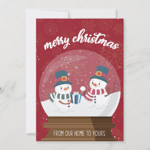 Feliz Navidad Cute Red Snowmen Globe