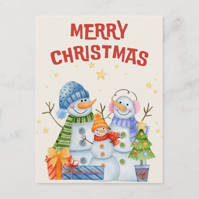 Feliz Navidad Cute Snowmen (Anverso)