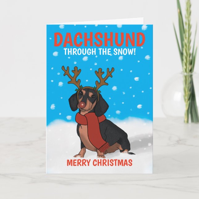 Feliz Navidad Dachshund Dog Rudolph (Anverso)