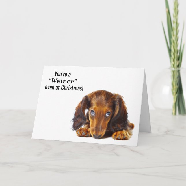 Feliz Navidad Dachshund Dog Tarjeta de festividad  (Anverso)