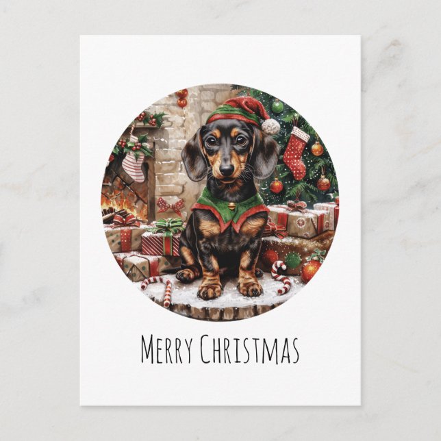 Feliz Navidad Dachshund Perro Elf (Anverso)