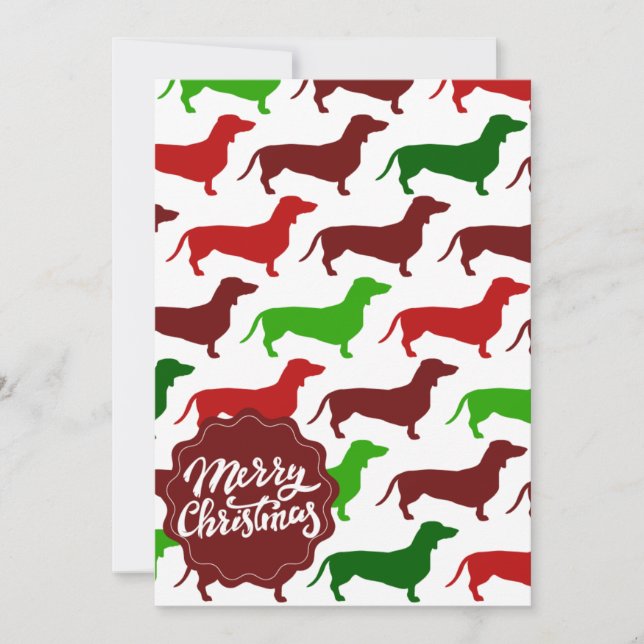 Feliz Navidad Dachshund Wiener Dog Pattern (Anverso)