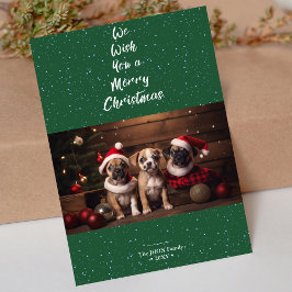 Feliz Navidad Dark Green Dog Mascota Foto