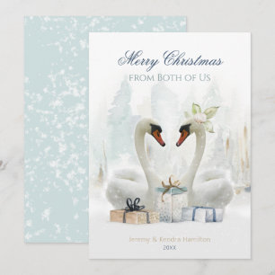 Feliz Navidad de Ambos Cisnes Tarjeta de Vacacione