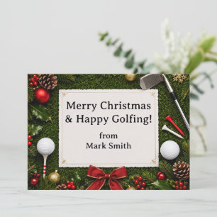 Feliz Navidad de golf con tus deseos para golfista