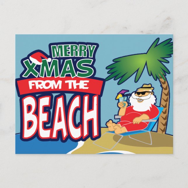 FELIZ Navidad de la postal de la PLAYA (Anverso)