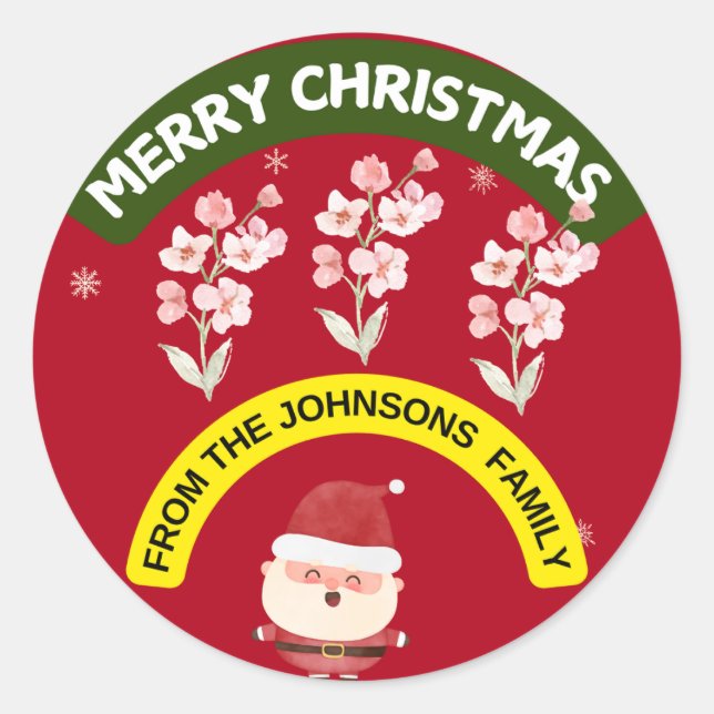 "Feliz Navidad de los Pegatinas de la familia John (Anverso)