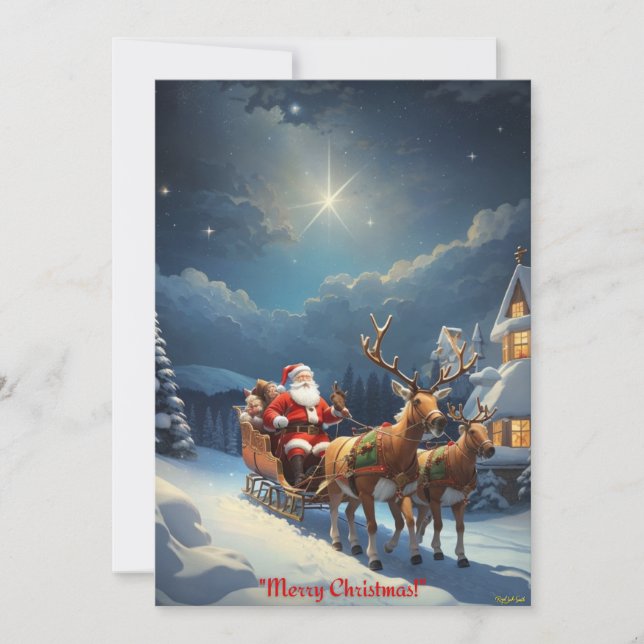 Feliz Navidad de Santa y sus renos: (Anverso)